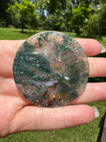 Moss Agate Polished Round Slice #10