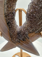 Amethyst Agate Heart Wings Carving with Stand #1