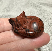 Mahogany Obsidian Sleeping Cat