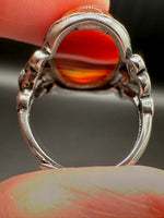 Vintage Style Carnelian Stainless Steel Adjustable Ring #7