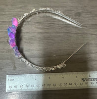 Pink, Blue & Silver Handmade Natural Crystal Crown Headband