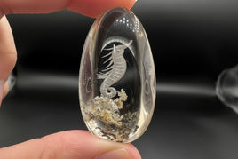 Beautiful Seahorse Garden Quartz Inner Scene Carving #3