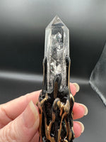 Natural Clear Quartz & Fluorite Decorative Crystal Broom with Rainbow