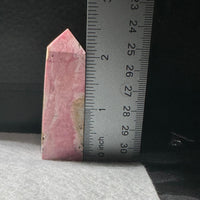 Rhodochrosite Four-Sided Tower #8 – Rosy Pink with Cream & Natural Matrix