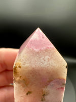 Rhodochrosite Four-Sided Tower #7 – Pink & Cream Natural Mineral Patterns