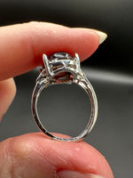 Natural Lepidolite Adjustable Stainless Steel Ring – Oval Purple Gemstone Crystal Ring