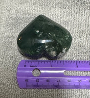 Moss Agate Carved Heart #2