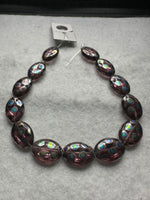 Purple Czech Glass Peacock Eye Oval Bead Strand – Iridescent Jewelry Making Beads