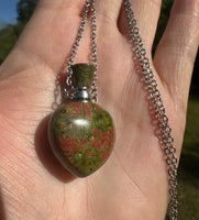 Unakite Perfume/Essential Oil Bottle Necklace