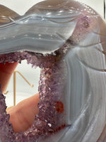 Amethyst Agate Heart Wings Carving with Stand #2