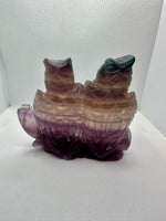 Carved Fluorite Owls