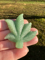 Green Aventurine Cannabis Leaf Carving #6