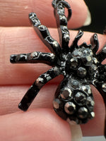 Black Rhinestone Spider Pendant Charm – Gothic Halloween Jewelry Making Supply
