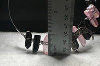 Pink & Black Handmade Natural Crystal Crown Headband – Aura-Coated Crystal Points & Crescent Moon