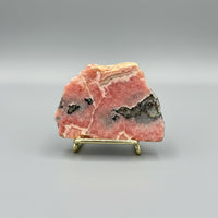 Natural Rhodochrosite Slab #15 – Rosy Pink Mineral Specimen with Dramatic Dark Matrix