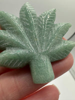 Green Aventurine Cannabis Leaf Carving #1