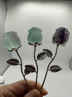 Fluorite Forever Roses with Silvertone Stem
