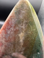 Ocean Jasper Polished Arrow Flame Freeform  #3 – Deep Green & Red Speckled – 92g