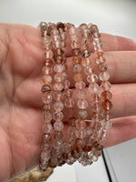 Red Rutilated Quartz 4mm Faceted Bracelet 7.5"