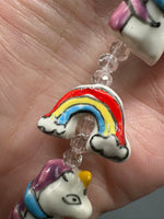 Handmade Lampwork Glass Unicorn & Rainbow Bead Strand – Whimsical Fantasy Glass Beads for Jewelry Making & Crafts