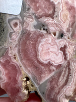 Natural Rhodochrosite Slab #11 – Pink Banded Patterns, Orb Formations & Matrix