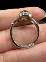 Natural Rutile Quartz Adjustable Stainless Steel Ring – Oval Cabochon – Golden Rutilated Quartz