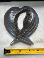 Amethyst Agate Heart Wings Carving with Stand #1