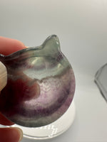 Cat Head Shape Rainbow Fluorite Bowl Carving #5