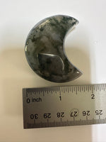 Moss Agate Carved Moon #4