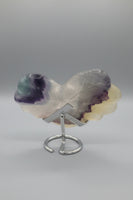 Rainbow Fluorite Decorative Carved Heart with Stand #2