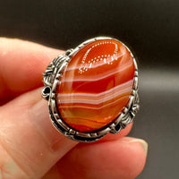 Vintage Style Carnelian Stainless Steel Adjustable Ring #5