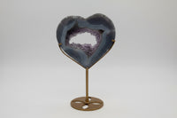 Large Amethyst Agate Heart with Stand #2