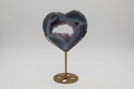 Large Amethyst Agate Heart with Stand #2