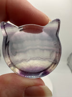 Cat Head Shape Rainbow Fluorite Bowl Carving #2