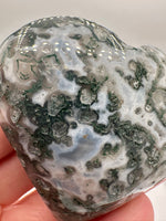 Moss Agate Carved Heart #3