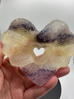 Rainbow Fluorite Decorative Carved Heart with Stand #8