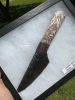 Handmade Silver Sheen Obsidian and Bird's Eye Rhyolite Dagger With Case