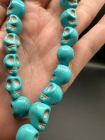 Turquoise-Style Skull Bead Strand – Carved Skull & Round Beads for Jewelry Making