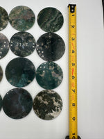 Moss Agate Round Polished Slices, Set of 3