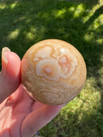Yellow Calcite Stripe Sphere #6