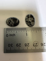Snowflake Obsidian 18x13mm Oval Cabochon Pair