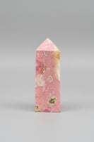 Rhodochrosite Four-Sided Tower #7 – Pink & Cream Natural Mineral Patterns