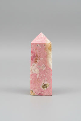 Rhodochrosite Four-Sided Tower #7 – Pink & Cream Natural Mineral Patterns