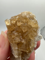 Golden Cube Fluorite Cluster – Moscona Mine, Spain Specimen #2