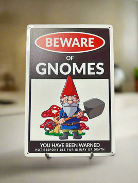 Beware of Gnomes Novelty Tin Sign