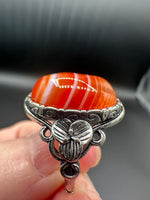 Vintage Style Carnelian Stainless Steel Adjustable Ring #6