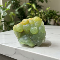 Prehnite mixed with Green Tourmaline Raw Specimen #12
