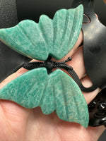 Assorted Natural Crystal Butterfly Wings with Decorative Dog Metal Stand