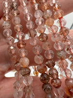 Red Rutilated Quartz 4mm Faceted Bracelet 7.5"