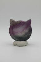 Cat Head Shape Rainbow Fluorite Bowl Carving #4